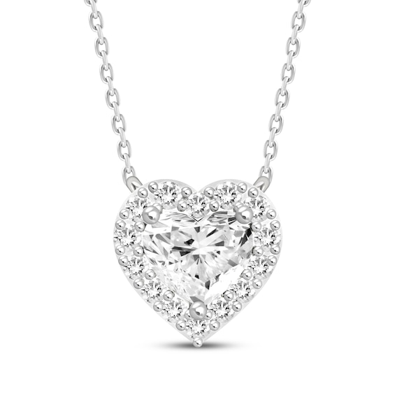 Lab-Created Diamonds by KAY Heart Frame Necklace 1-1/4 ct tw 14K White Gold 18"
