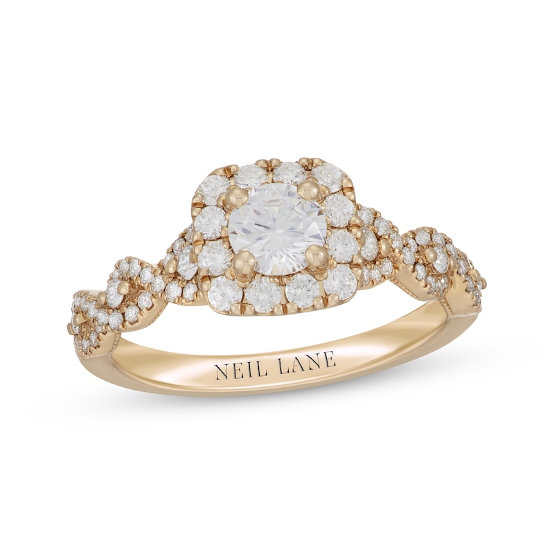 Main Image 1 of Neil Lane Round-Cut Diamond Cushion Frame Engagement Ring 1 ct tw 14K Yellow Gold