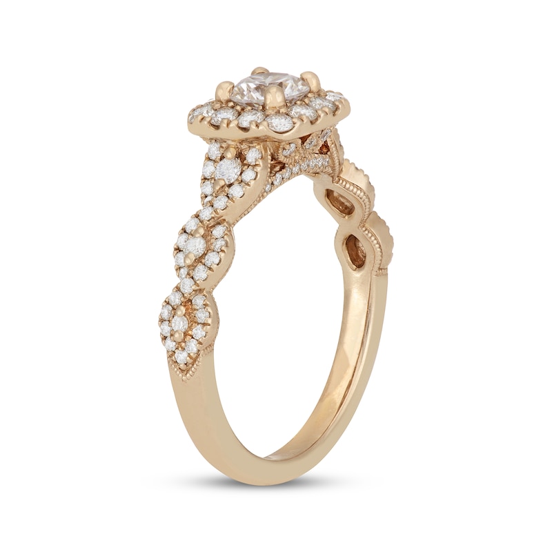 Main Image 2 of Neil Lane Round-Cut Diamond Cushion Frame Engagement Ring 1 ct tw 14K Yellow Gold