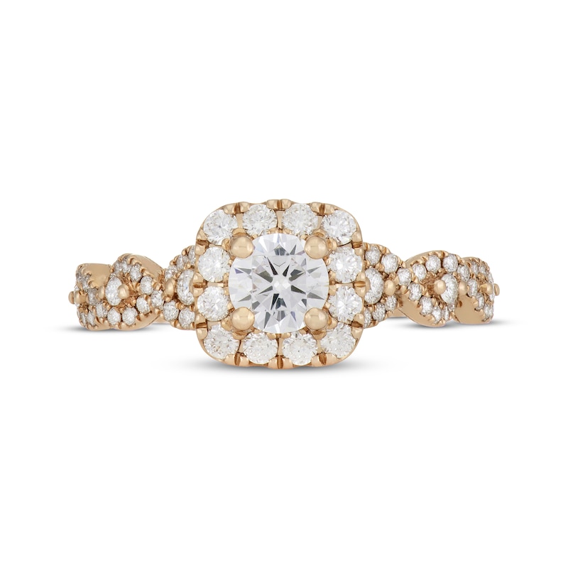 Main Image 3 of Neil Lane Round-Cut Diamond Cushion Frame Engagement Ring 1 ct tw 14K Yellow Gold