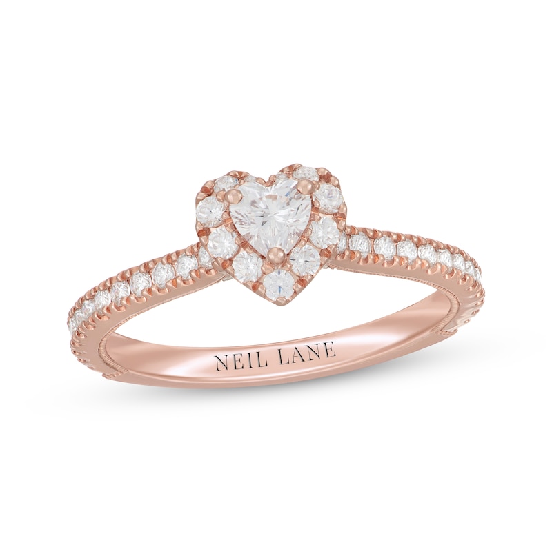 Neil Lane Heart-Shaped Diamond Engagement Ring 5/8 ct tw 14K Rose Gold ...