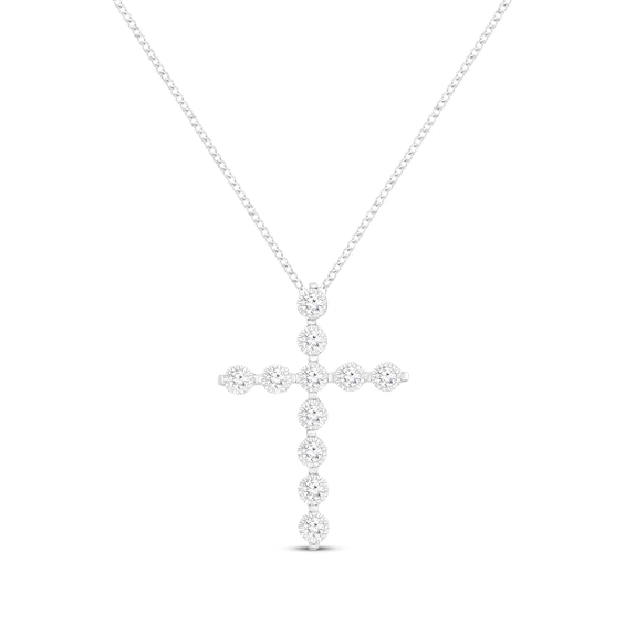 Diamond Cross Necklace 1/3 ct tw Sterling Silver 19"