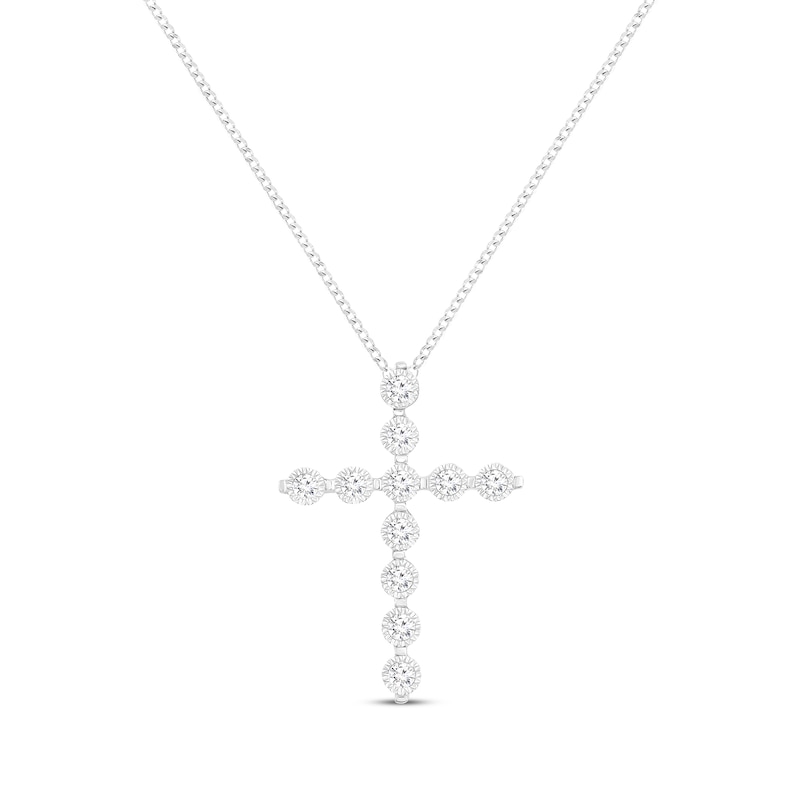 Main Image 1 of Diamond Cross Necklace 1/3 ct tw Sterling Silver 19"