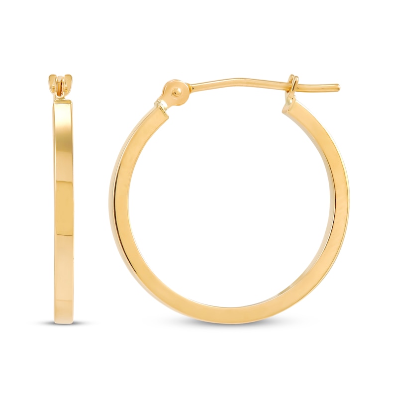 Main Image 3 of Square-Edge Hoop Earrings 14K Yellow Gold 20mm