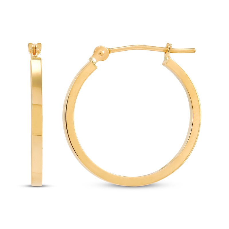 Square-Edge Hoop Earrings 14K Yellow Gold 20mm