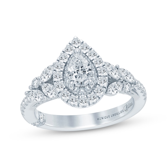 Monique Lhuillier Bliss Pear-Shaped Diamond Engagement Ring 1-1/4 ct tw 18K White Gold
