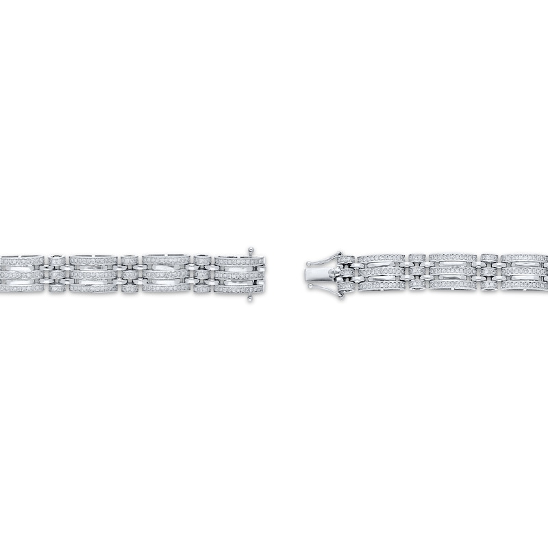 Men's Diamond Multi-Row Link Bracelet 3 ct tw Sterling Silver 8.5"