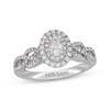 Thumbnail Image 1 of Neil Lane Oval-Cut Diamond Double Halo Braided Shank Engagement Ring 3/4 ct tw 14K White Gold