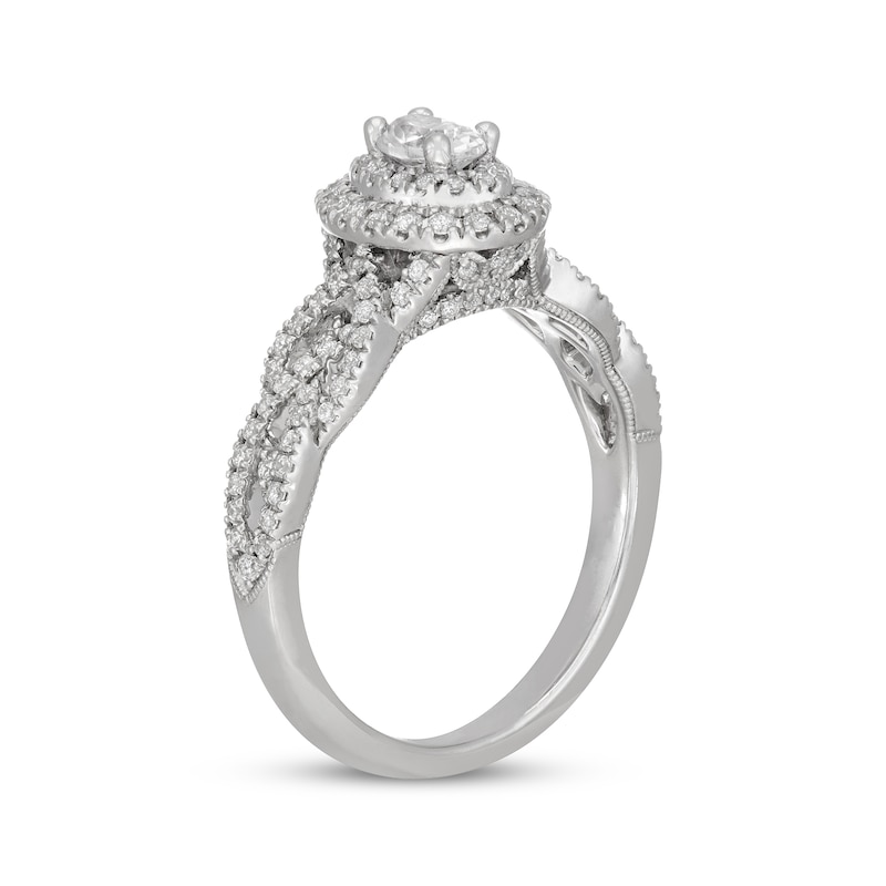 Main Image 2 of Neil Lane Oval-Cut Diamond Double Halo Braided Shank Engagement Ring 3/4 ct tw 14K White Gold