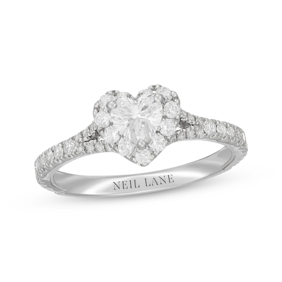 Neil Lane Heart-Shaped Diamond Frame Engagement Ring 7/8 ct tw 14K White Gold