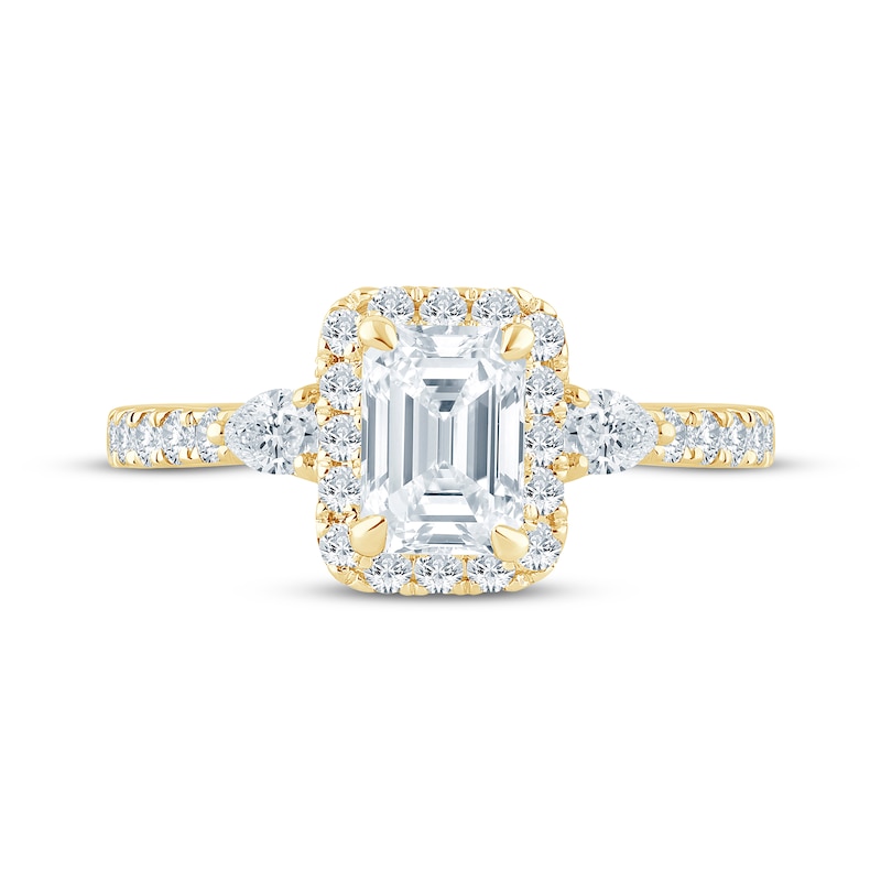 Main Image 4 of Monique Lhuillier Bliss Emerald-Cut Lab-Grown Diamond Engagement Ring 1-7/8 ct tw 18K Yellow Gold