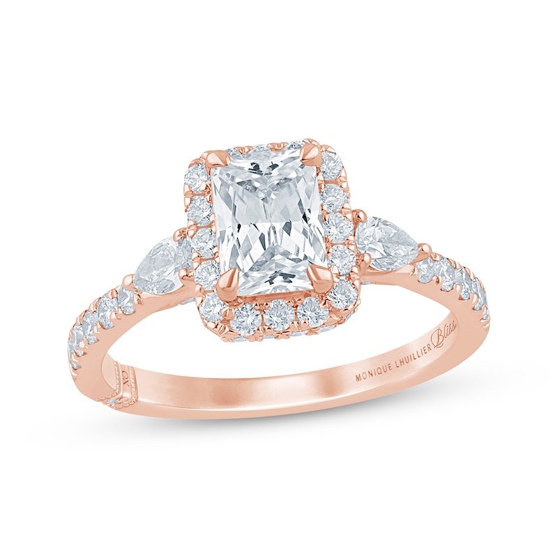 Monique Lhuillier Bliss Emerald-Cut Lab-Created Diamond Engagement Ring 1-7/8 ct tw 18K Rose Gold