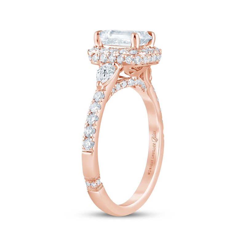 Main Image 2 of Monique Lhuillier Bliss Emerald-Cut Lab-Grown Diamond Engagement Ring 1-7/8 ct tw 18K Rose Gold