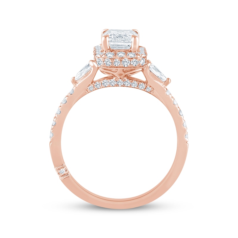 Monique Lhuillier Bliss Emerald-Cut Lab-Created Diamond Engagement Ring 1-7/8 ct tw 18K Rose Gold