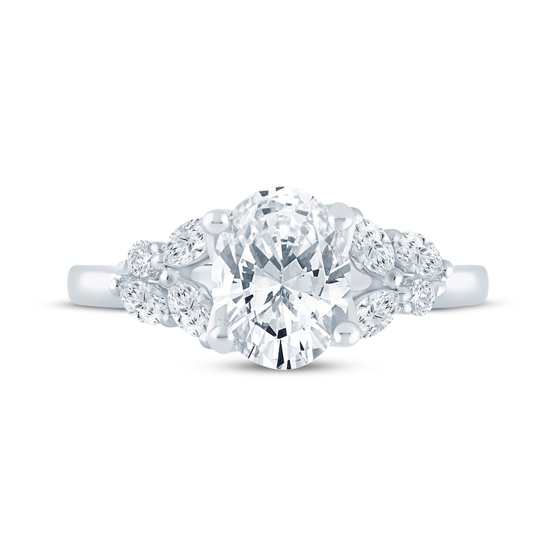 Main Image 4 of Monique Lhuillier Bliss Oval-Cut Lab-Grown Diamond Engagement Ring 2 ct tw 18K White Gold