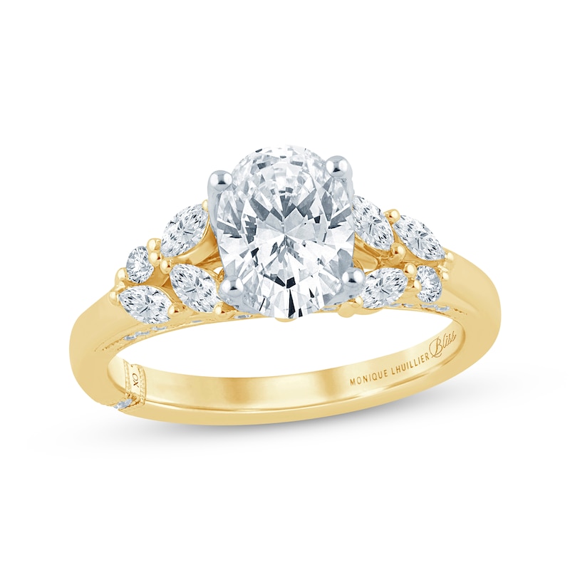 Main Image 1 of Monique Lhuillier Bliss Oval-Cut Lab-Grown Diamond Engagement Ring 2 ct tw 18K Two-Tone Gold