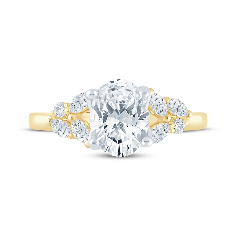 Main Image 4 of Monique Lhuillier Bliss Oval-Cut Lab-Grown Diamond Engagement Ring 2 ct tw 18K Two-Tone Gold