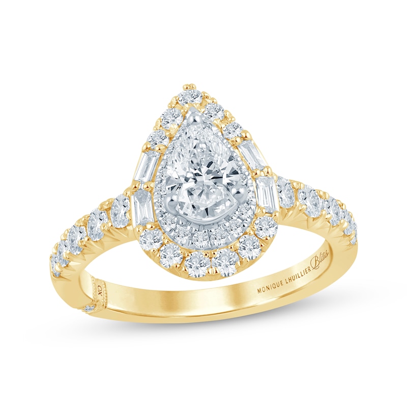 Main Image 1 of Monique Lhuillier Bliss Pear-Shaped Lab-Grown Diamond Engagement Ring 1-1/5 ct tw 18K Two-Tone Gold