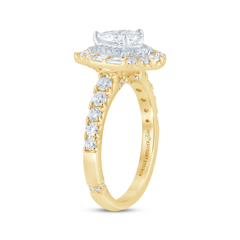 Main Image 2 of Monique Lhuillier Bliss Pear-Shaped Lab-Grown Diamond Engagement Ring 1-1/5 ct tw 18K Two-Tone Gold