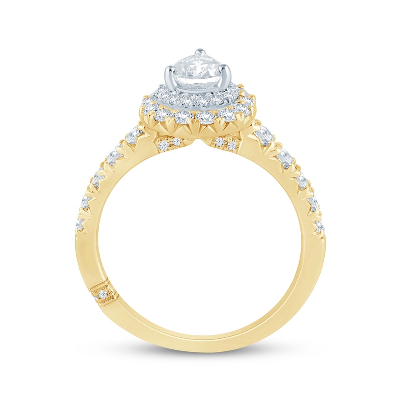 Main Image 3 of Monique Lhuillier Bliss Pear-Shaped Lab-Grown Diamond Engagement Ring 1-1/5 ct tw 18K Two-Tone Gold