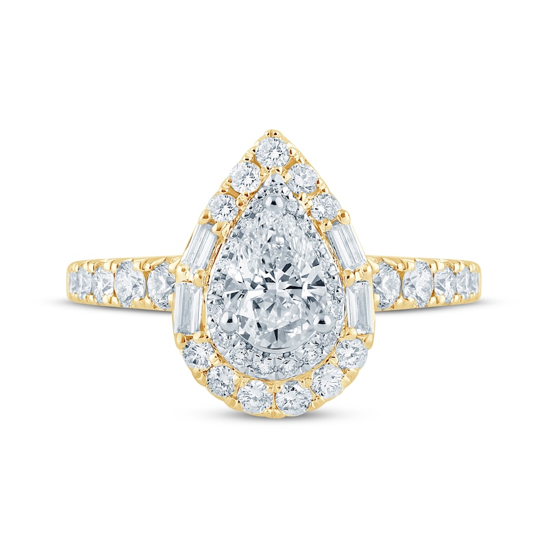 Main Image 4 of Monique Lhuillier Bliss Pear-Shaped Lab-Grown Diamond Engagement Ring 1-1/5 ct tw 18K Two-Tone Gold