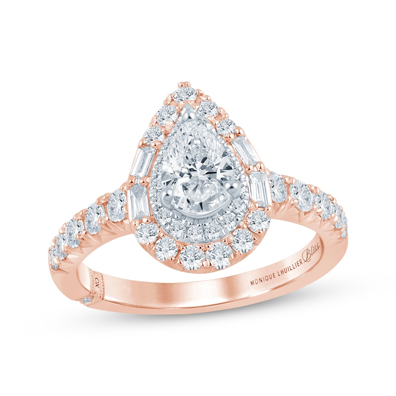 Main Image 1 of Monique Lhuillier Bliss Pear-Shaped Lab-Grown Diamond Engagement Ring 1-1/5 ct tw 18K Two-Tone Gold