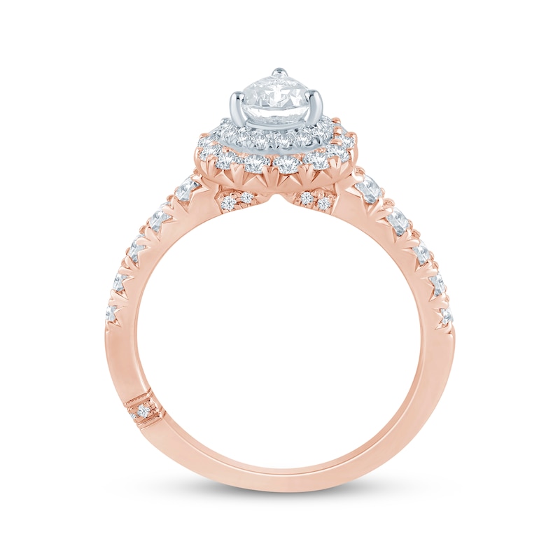 Main Image 3 of Monique Lhuillier Bliss Pear-Shaped Lab-Grown Diamond Engagement Ring 1-1/5 ct tw 18K Two-Tone Gold
