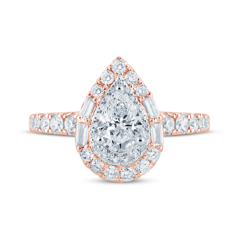 Main Image 4 of Monique Lhuillier Bliss Pear-Shaped Lab-Grown Diamond Engagement Ring 1-1/5 ct tw 18K Two-Tone Gold