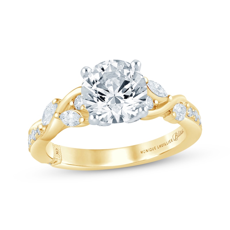 Main Image 1 of Monique Lhuillier Bliss Round-Cut Lab-Grown Diamond Engagement Ring 2-5/8 ct tw 18K Two-Tone Gold