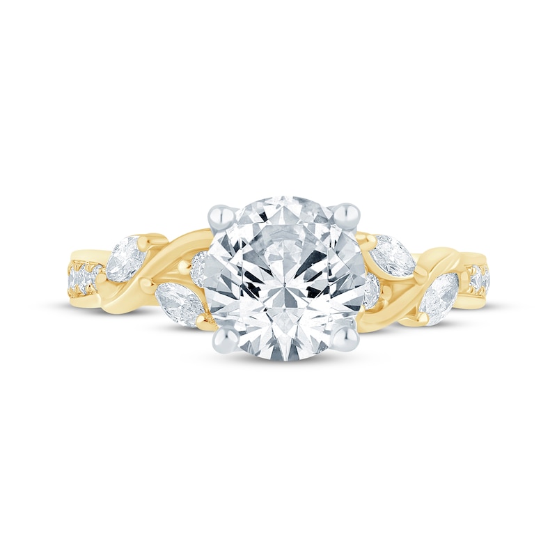 Main Image 4 of Monique Lhuillier Bliss Round-Cut Lab-Grown Diamond Engagement Ring 2-5/8 ct tw 18K Two-Tone Gold