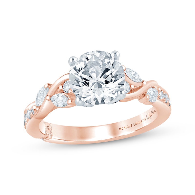 Main Image 1 of Monique Lhuillier Bliss Round-Cut Lab-Grown Diamond Engagement Ring 2-5/8 ct tw 18K Two-Tone Gold
