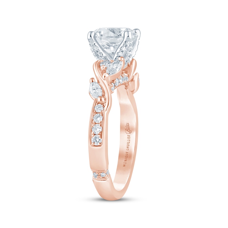 Main Image 2 of Monique Lhuillier Bliss Round-Cut Lab-Grown Diamond Engagement Ring 2-5/8 ct tw 18K Two-Tone Gold