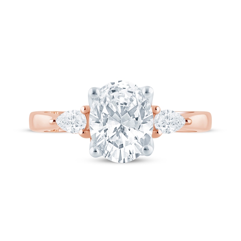 Main Image 4 of Monique Lhuillier Bliss Oval-Cut Lab-Grown Diamond Engagement Ring 2-3/8 ct tw 18K Two-Tone Gold