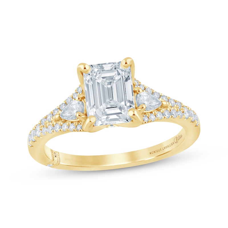 Monique Lhuillier Bliss Emerald-Cut Lab-Created Diamond Engagement Ring 2-1/2 ct tw 18K Yellow Gold