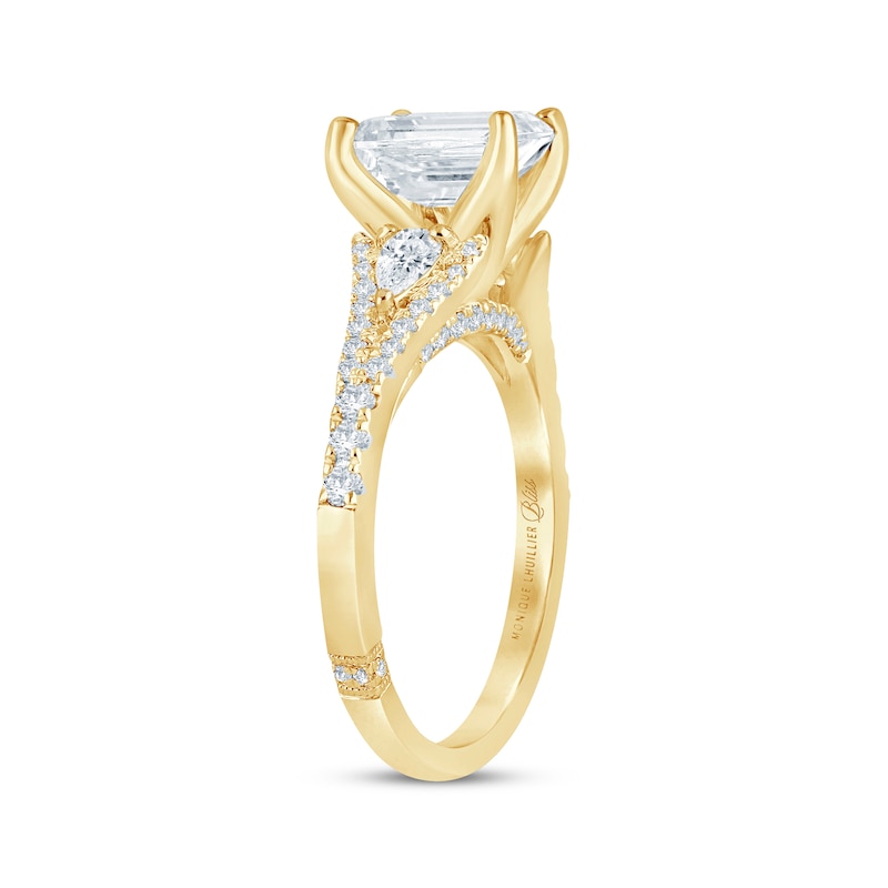 Main Image 2 of Monique Lhuillier Bliss Emerald-Cut Lab-Grown Diamond Engagement Ring 2-1/2 ct tw 18K Yellow Gold