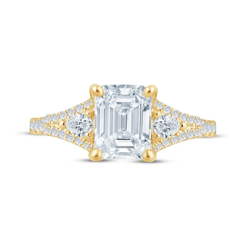 Main Image 4 of Monique Lhuillier Bliss Emerald-Cut Lab-Grown Diamond Engagement Ring 2-1/2 ct tw 18K Yellow Gold