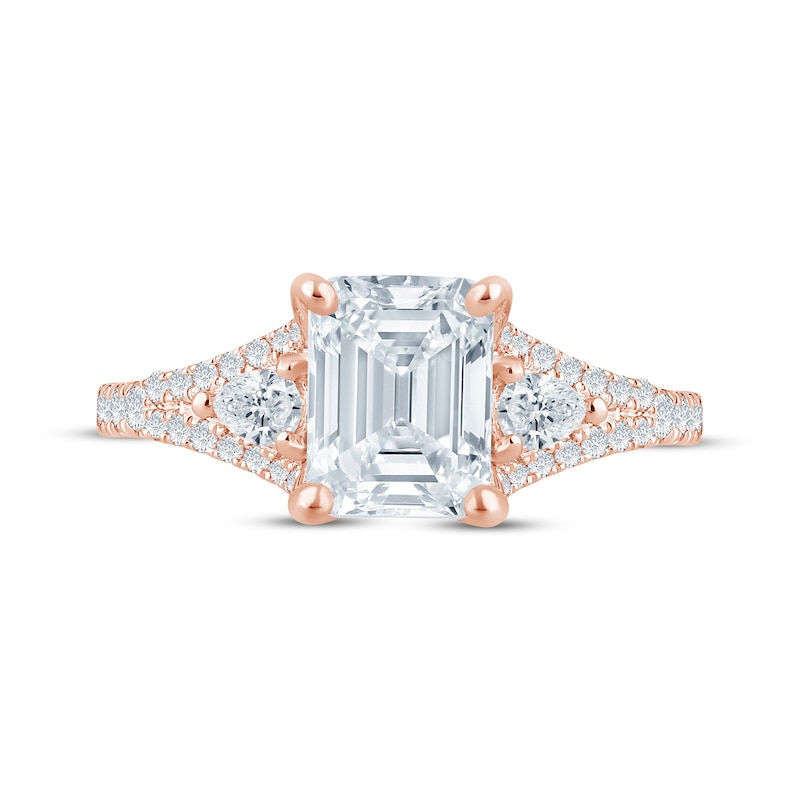 Monique Lhuillier Bliss Emerald-Cut Lab-Created Diamond Engagement Ring 2-1/2 ct tw 18K Rose Gold