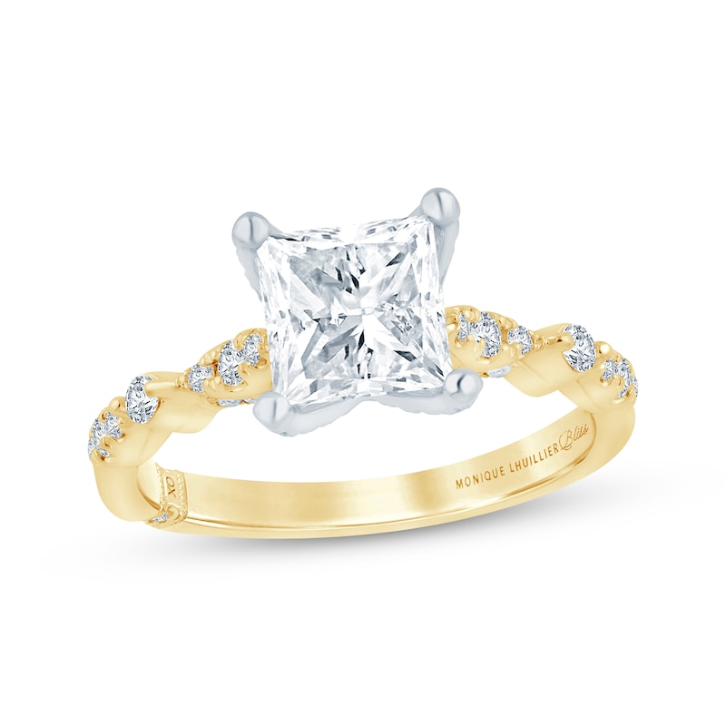 Monique Lhuillier Bliss Princess-Cut Lab-Created Diamond Engagement Ring 1-7/8 ct tw 18K Two-Tone Gold