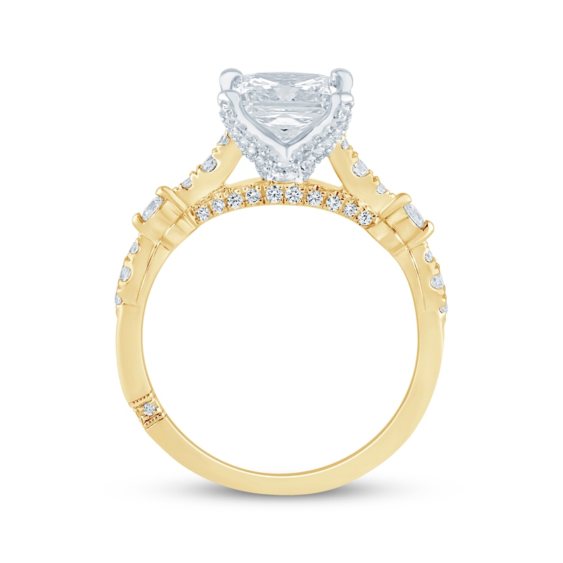 Main Image 3 of Monique Lhuillier Bliss Princess-Cut Lab-Grown Diamond Engagement Ring 1-7/8 ct tw 18K Two-Tone Gold