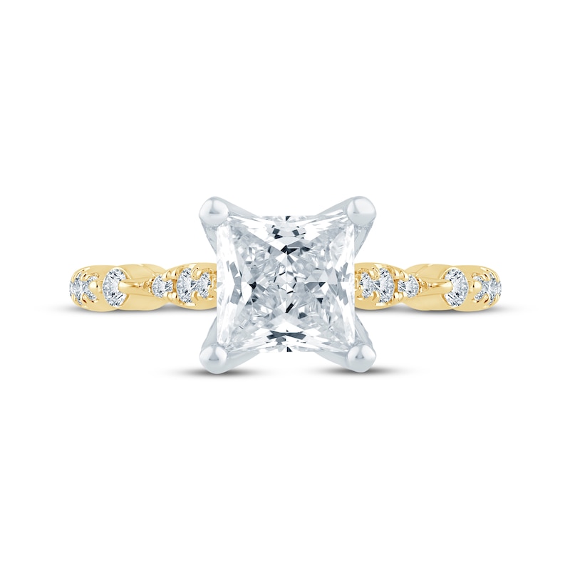 Main Image 4 of Monique Lhuillier Bliss Princess-Cut Lab-Grown Diamond Engagement Ring 1-7/8 ct tw 18K Two-Tone Gold