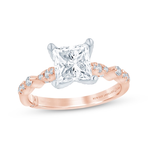 Monique Lhuillier Bliss Princess-Cut Lab-Grown Diamond Engagement Ring -/8 ct tw 18K Two-Tone Gold