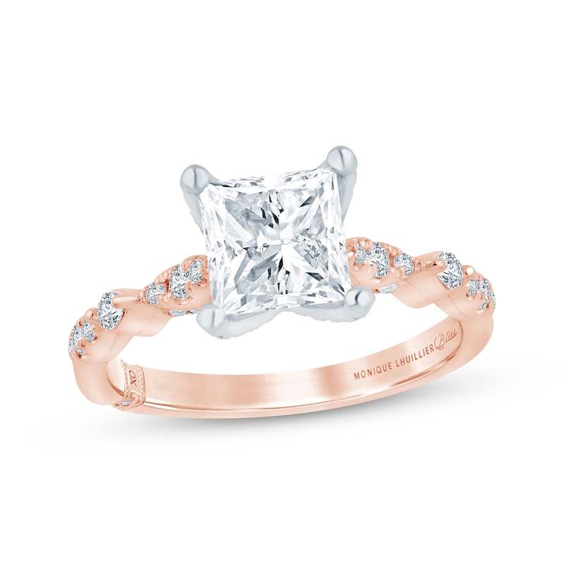 Monique Lhuillier Bliss Princess-Cut Lab-Created Diamond Engagement Ring 1-7/8 ct tw 18K Two-Tone Gold