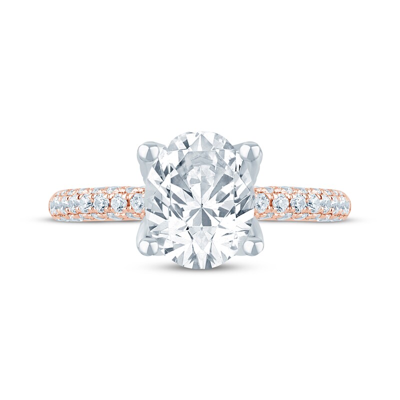 Main Image 4 of Monique Lhuillier Bliss Oval-Cut Lab-Grown Diamond Engagement Ring 2-5/8 ct tw 18K Two-Tone Gold