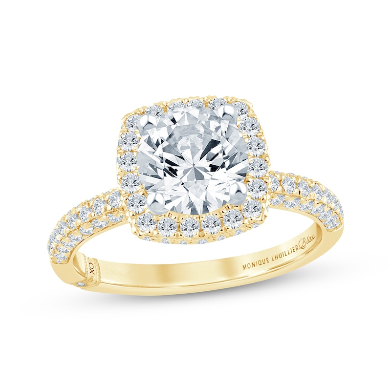 Monique Lhuillier Bliss Round-Cut Lab-Created Diamond Engagement Ring 2-1/8 ct tw 18K Yellow Gold