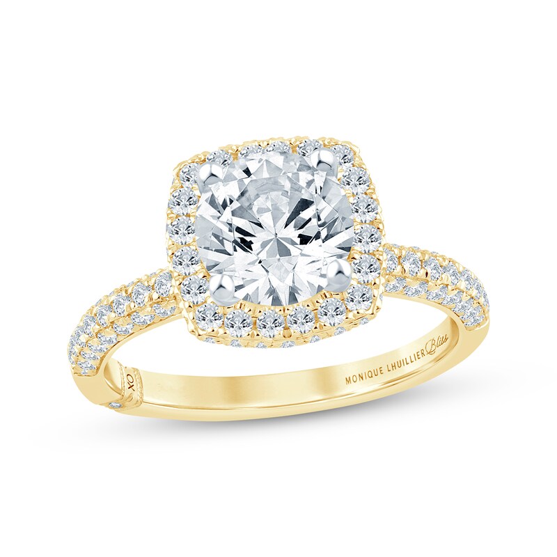 Main Image 1 of Monique Lhuillier Bliss Round-Cut Lab-Grown Diamond Engagement Ring 2-1/8 ct tw 18K Yellow Gold