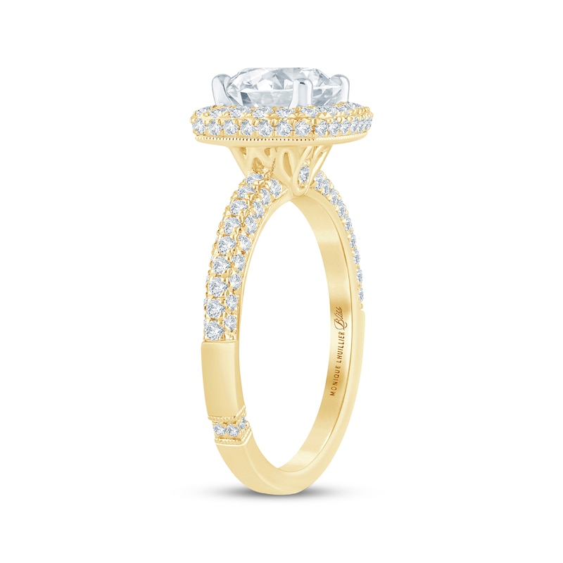 Main Image 2 of Monique Lhuillier Bliss Round-Cut Lab-Grown Diamond Engagement Ring 2-1/8 ct tw 18K Yellow Gold