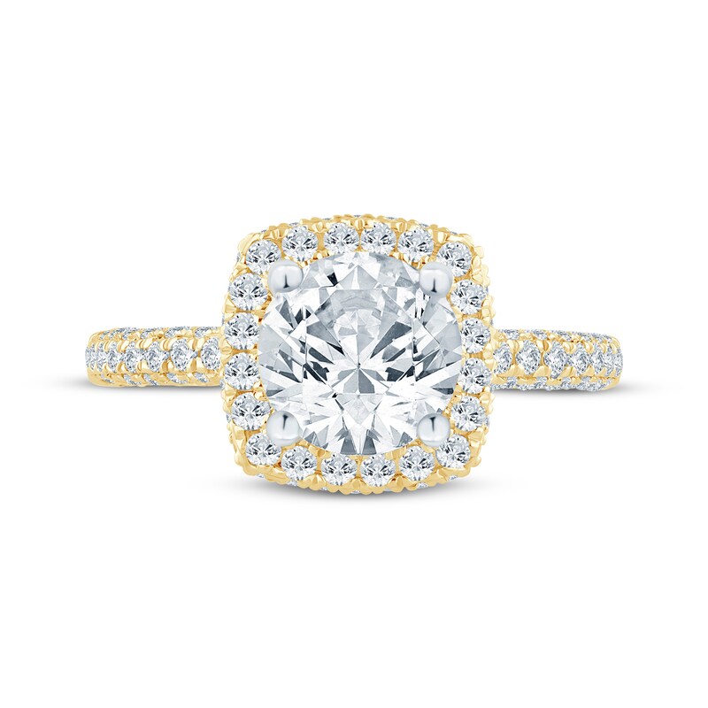 Main Image 4 of Monique Lhuillier Bliss Round-Cut Lab-Grown Diamond Engagement Ring 2-1/8 ct tw 18K Yellow Gold