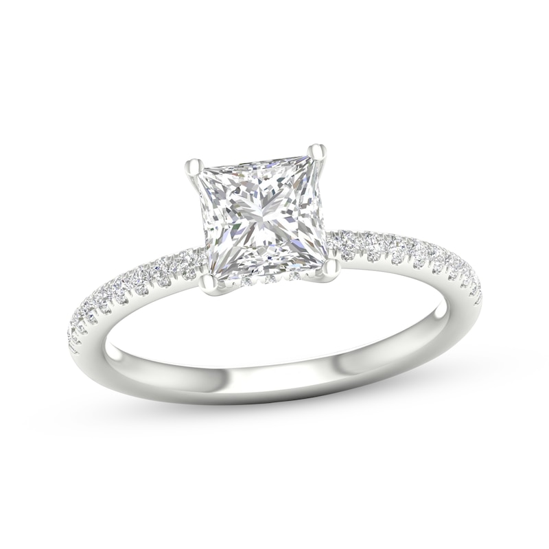 Main Image 1 of Lab-Grown Diamonds Princess-Cut Engagement Ring 1-3/4 ct tw 14K White Gold