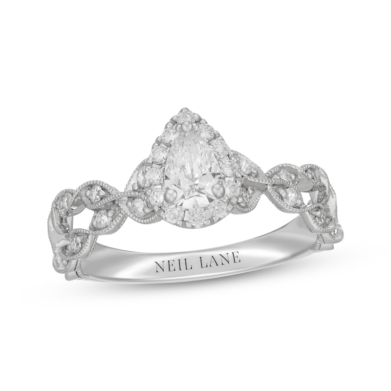 Main Image 1 of Neil Lane Pear-Shaped Diamond Halo Twist Engagement Ring 5/8 ct tw 14K White Gold