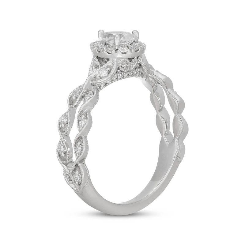 Main Image 2 of Neil Lane Pear-Shaped Diamond Halo Twist Engagement Ring 5/8 ct tw 14K White Gold